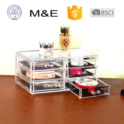 Competitive clear acrylic makeup Luxury jewelry display organizer with 6 drawer