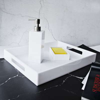 Square White Acrylic Serving Tray For Sales