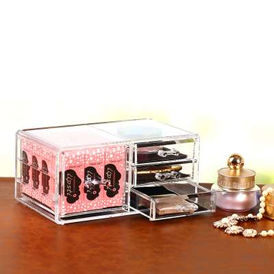 4 drawers Clear Acrylic jewelry display organizer box/makeup case