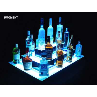 Umoment  Acrylic LED  3 tire  island liquor  display shelves with bottle display